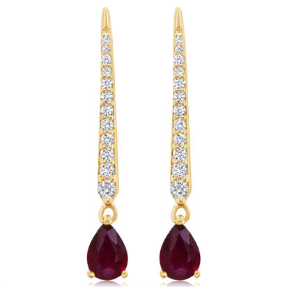 14K Yellow Gold Ruby/Diamond Earrings 14K Yellow Gold Ruby/Diamond Earrings