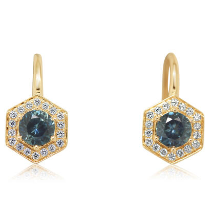 14K Yellow Gold Montana Sapphire/Diamond Earrings 14K Yellow Gold Montana Sapphire/Diamond Earrings