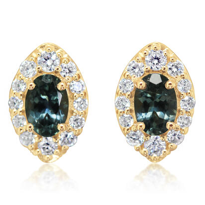 14K Yellow Gold Montana Sapphire/Diamond Earrings 14K Yellow Gold Montana Sapphire/Diamond Earrings