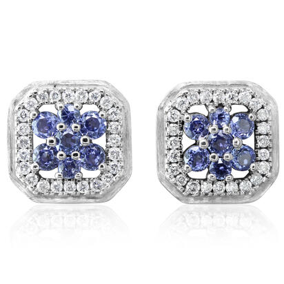 14K White Gold Yogo Sapphire/Diamond Earrings 14K White Gold Yogo Sapphire/Diamond Earrings