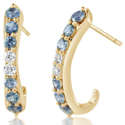 14K Yellow Gold Montana Sapphire/Diamond Earrings 14K Yellow Gold Montana Sapphire/Diamond Earrings