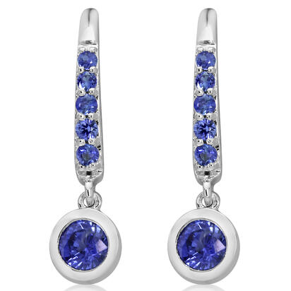14K White Gold Blue Sapphire Dangle Earrings 14K White Gold Blue Sapphire Dangle Earrings