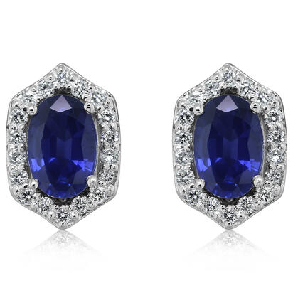 14K White Gold Blue Sapphire/Diamond Earrings 14K White Gold Blue Sapphire/Diamond Earrings