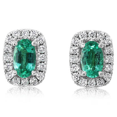 14K White Gold Emerald/Diamond Earrings 14K White Gold Emerald/Diamond Earrings