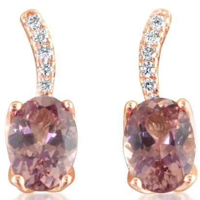 14K Rose Gold Lotus Garnet/Diamond Earrings 14K Rose Gold Lotus Garnet/Diamond Earrings