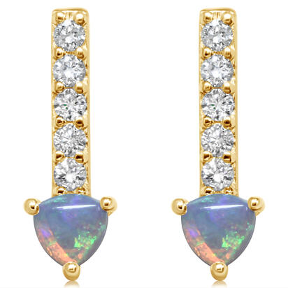 14K Yellow Gold Australian Opal/Diamond Earrings 14K Yellow Gold Australian Opal/Diamond Earrings
