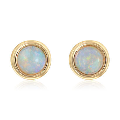 14K Yellow Gold 4mm Round Australian Opal Earrings 14K Yellow Gold 4mm Round Australian Opal Earrings