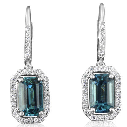 14K White Gold Lagoon Tourmaline/Diamond Earrings 14K White Gold Lagoon Tourmaline/Diamond Earrings