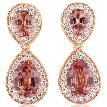 14K Rose Gold Lotus Garnet/Diamond Earrings 14K Rose Gold Lotus Garnet/Diamond Earrings