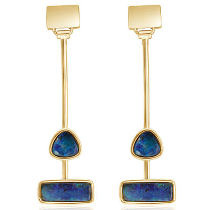 14K Yellow Gold Australian Boulder Opal Earrings 14K Yellow Gold Australian Boulder Opal Earrings