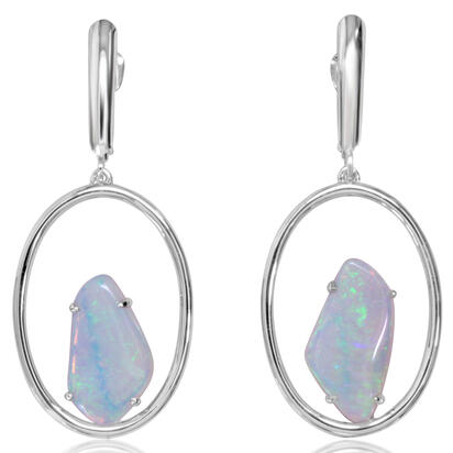 14K White Gold Australian Opal Earrings 14K White Gold Australian Opal Earrings