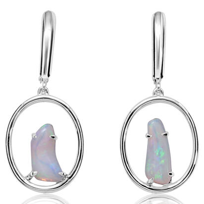 14K White Gold Australian Opal Earrings 14K White Gold Australian Opal Earrings
