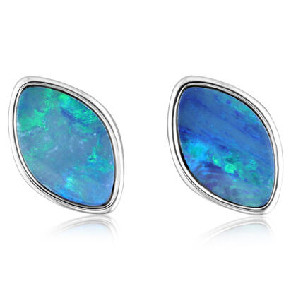 Sterling Silver Australian Green Opal Doublet Earrings Sterling Silver Australian Green Opal Doublet Earrings