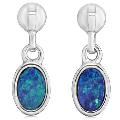 Sterling Silver Australian Opal Doublet Earrings Sterling Silver Australian Opal Doublet Earrings