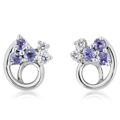 14K White Gold Yogo Sapphire/Diamond Earrings 14K White Gold Yogo Sapphire/Diamond Earrings
