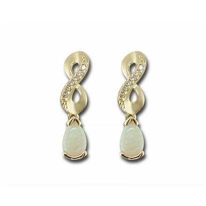 14K Yellow Gold Australian Opal/Diamond Earrings 14K Yellow Gold Australian Opal/Diamond Earrings
