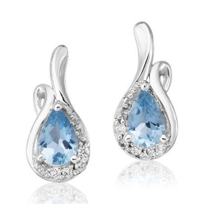 14K White Gold Aquamarine/Diamond Earrings 14K White Gold Aquamarine/Diamond Earrings