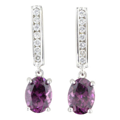 14K White Gold Grape Garnet/Diamond Earrings 14K White Gold Grape Garnet/Diamond Earrings