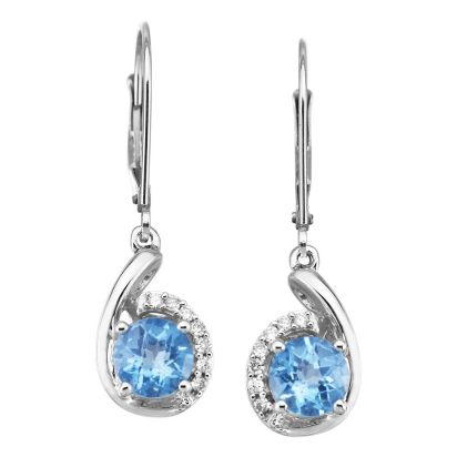 14K White Gold Blue Topaz/Diamond Earrings 14K White Gold Blue Topaz/Diamond Earrings