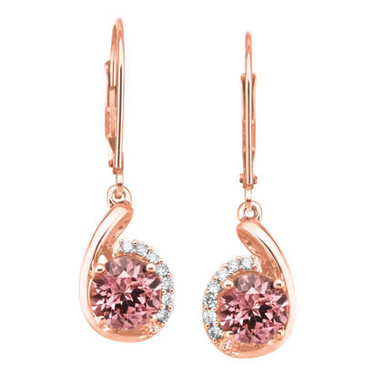 14K Rose Gold Lotus Garnet/Diamond Earrings 14K Rose Gold Lotus Garnet/Diamond Earrings