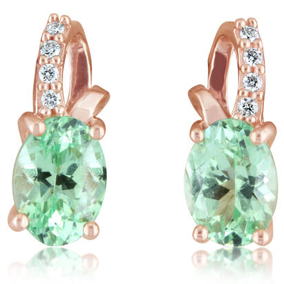 14K Rose Gold Mint Garnet/Diamond Earrings 14K Rose Gold Mint Garnet/Diamond Earrings