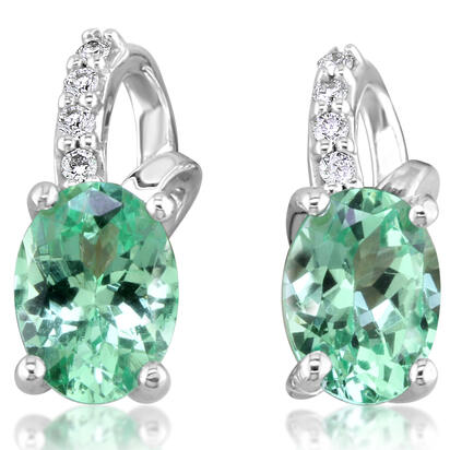 14K White Gold Mint Garnet/Diamond Earrings 14K White Gold Mint Garnet/Diamond Earrings