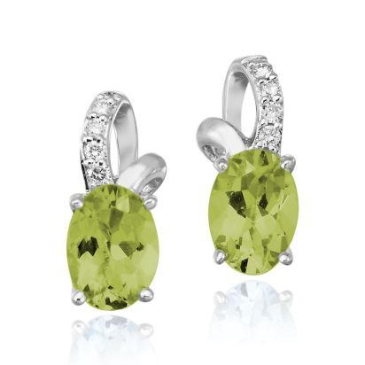 14K White Gold Peridot/Diamond Earrings 14K White Gold Peridot/Diamond Earrings
