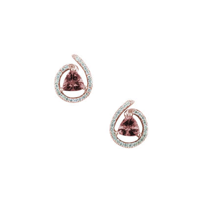 14K Gold Rose Lotus Garnet/Diamond Earrings 14K Gold Rose Lotus Garnet/Diamond Earrings