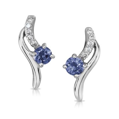 14K White Gold Blue Sapphire/Diamond Earrings 14K White Gold Blue Sapphire/Diamond Earrings