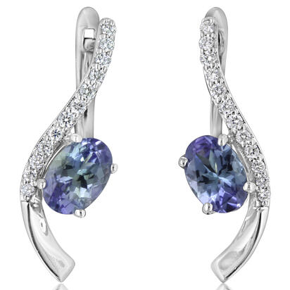 14K White Gold Peacock Tanzanite/Diamond Earrings 14K White Gold Peacock Tanzanite/Diamond Earrings