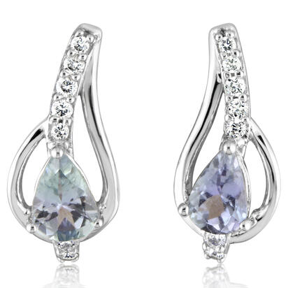 14K White Gold Peacock Tanzanite/Diamond Earrings 14K White Gold Peacock Tanzanite/Diamond Earrings