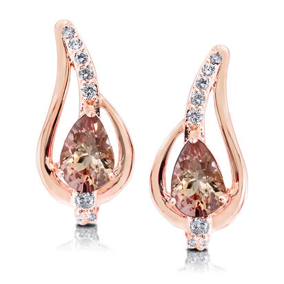 14K Rose Gold Lotus Garnet/Diamond Earrings 14K Rose Gold Lotus Garnet/Diamond Earrings