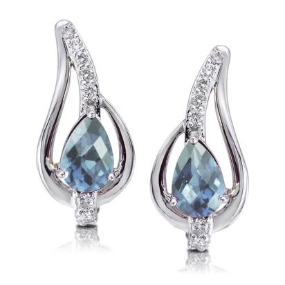 14K White Gold Aquamarine/Diamond Earrings 14K White Gold Aquamarine/Diamond Earrings