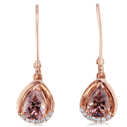 14K Rose Gold Lotus Garnet/Diamond Earrings 14K Rose Gold Lotus Garnet/Diamond Earrings