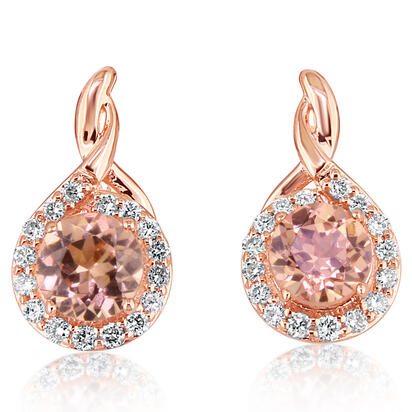 14K Rose Gold Lotus Garnet/Diamond Earrings 14K Rose Gold Lotus Garnet/Diamond Earrings