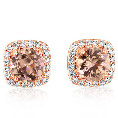 14K Rose Gold Lotus Garnet/Diamond Earrings 14K Rose Gold Lotus Garnet/Diamond Earrings