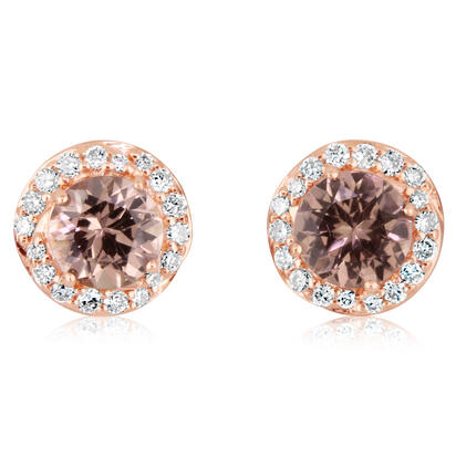 14K Rose Gold Lotus Garnet/Diamond Earrings 14K Rose Gold Lotus Garnet/Diamond Earrings