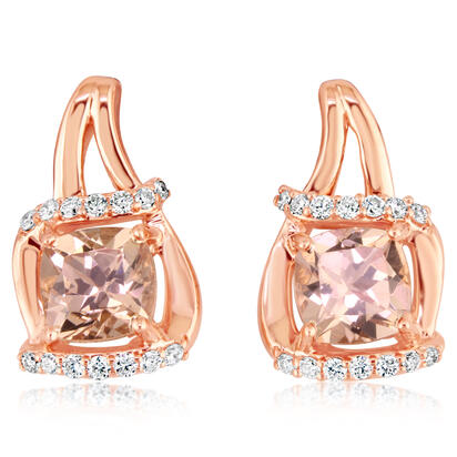 14K Rose Gold Lotus Garnet/Diamond Earrings 14K Rose Gold Lotus Garnet/Diamond Earrings