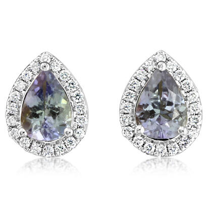 14K White Gold Peacock Tanzanite/Diamond Earrings 14K White Gold Peacock Tanzanite/Diamond Earrings