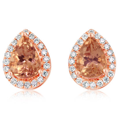 14K Rose Gold Lotus Garnet/Diamond Earrings 14K Rose Gold Lotus Garnet/Diamond Earrings