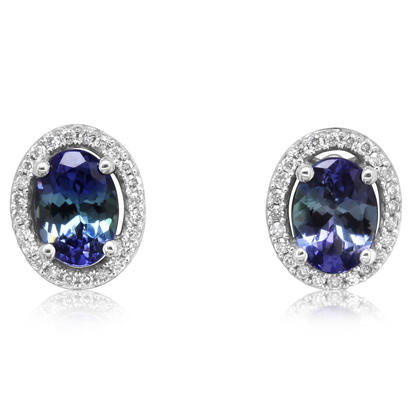 14K White Gold Peacock Tanzanite/Diamond Earrings 14K White Gold Peacock Tanzanite/Diamond Earrings