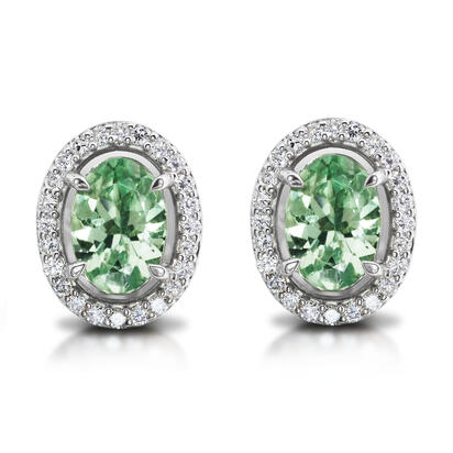 14K White Gold Mint Garnet/Diamond Earrings 14K White Gold Mint Garnet/Diamond Earrings