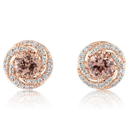 14K Rose Gold Lotus Garnet/Diamond Earrings 14K Rose Gold Lotus Garnet/Diamond Earrings