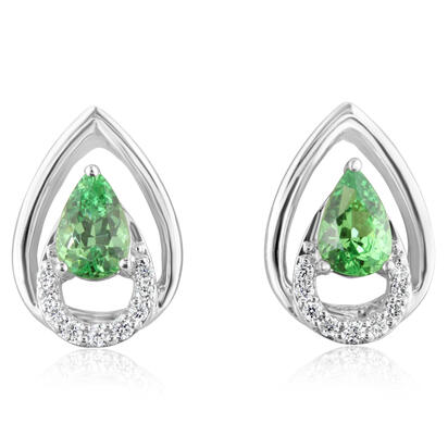 14K White Gold Mint Garnet/Diamond Earrings 14K White Gold Mint Garnet/Diamond Earrings