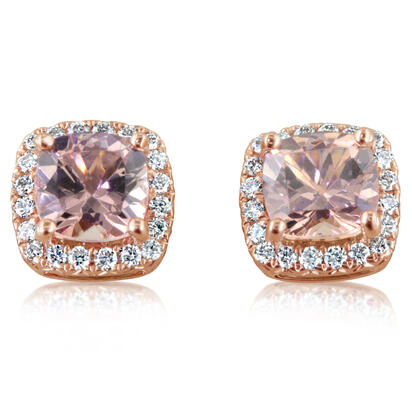 14K Rose Gold Lotus Garnet/Diamond Earrings 14K Rose Gold Lotus Garnet/Diamond Earrings