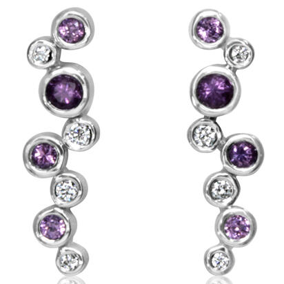 14K White Gold Purple Garnet/Diamond Earrings 14K White Gold Purple Garnet/Diamond Earrings