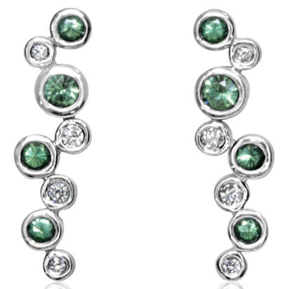 14K White Gold Mint Garnet/Diamond Earrings 14K White Gold Mint Garnet/Diamond Earrings