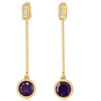 14K Yellow Gold Amethyst/Diamond Earrings 14K Yellow Gold Amethyst/Diamond Earrings