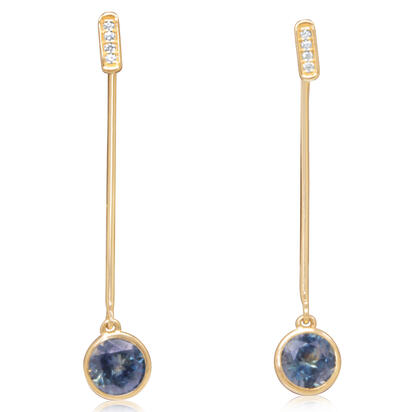 14K Yellow Gold Montana Sapphire/Diamond Earrings 14K Yellow Gold Montana Sapphire/Diamond Earrings