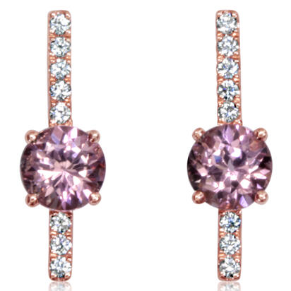 14K Rose Gold Lotus Garnet/Diamond Earrings 14K Rose Gold Lotus Garnet/Diamond Earrings
